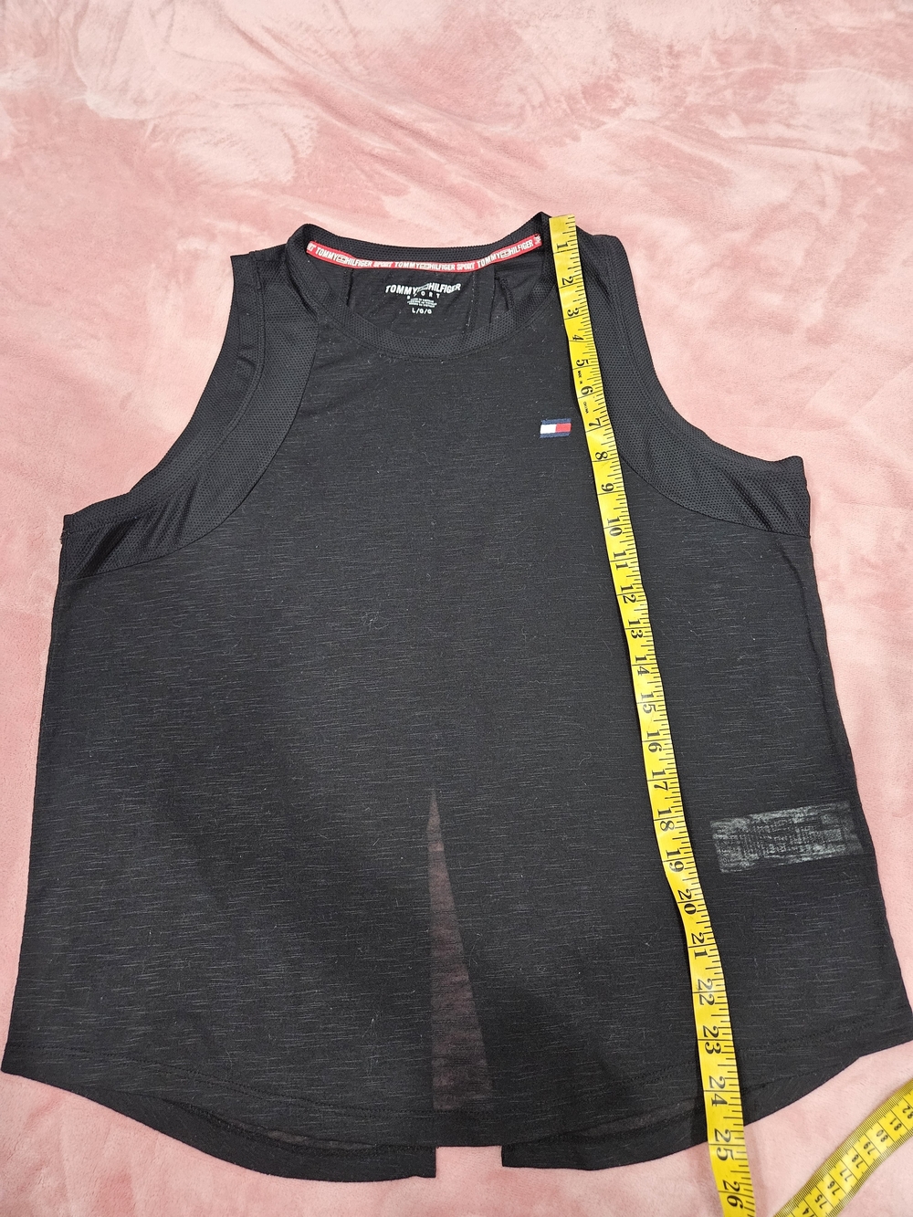 Tommy Hilfiger Black Sleeveless Performance Tank with Flag Logo